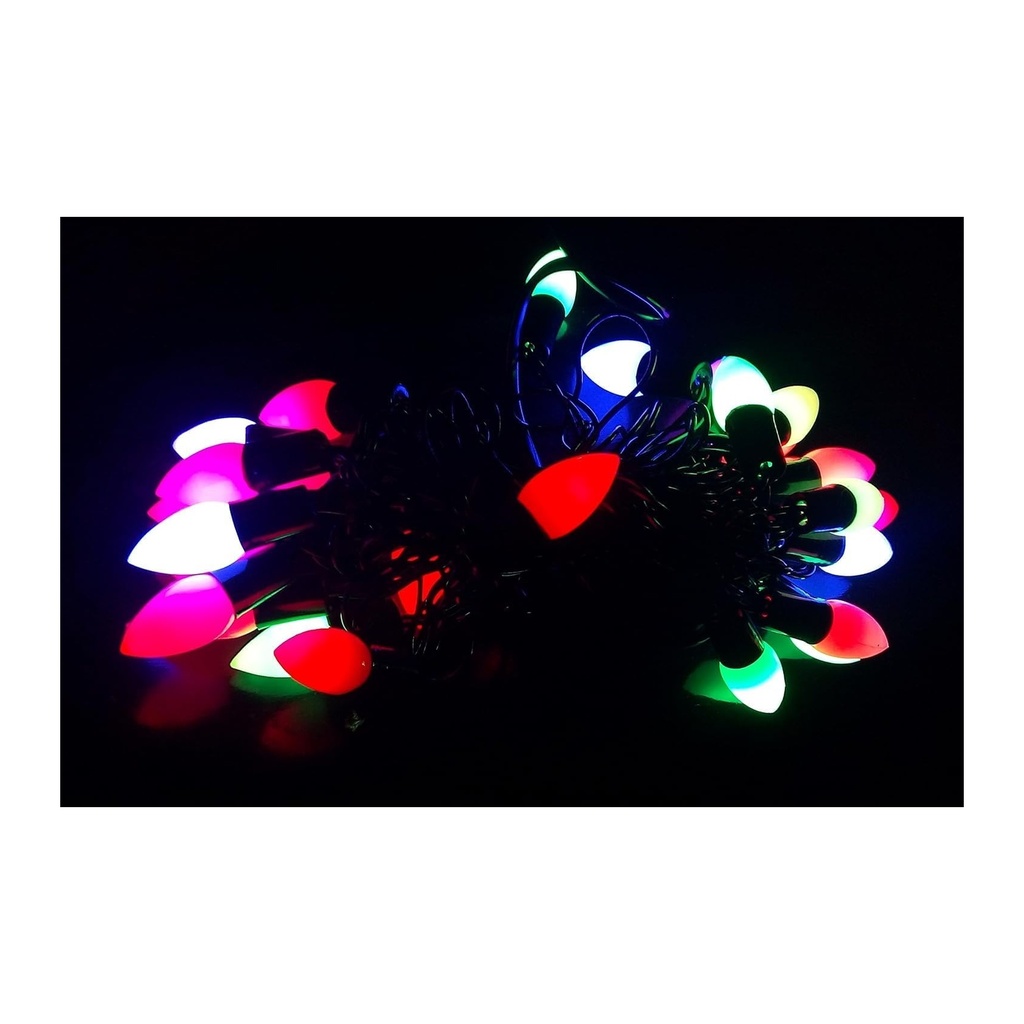 20-Bulb Multicolor LED String Lights with Conical Bulbs for Festive Indoor/Outdoor Decor