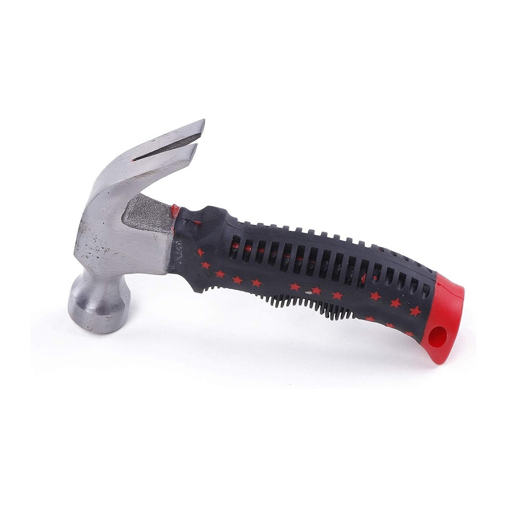 Claw Hammer with Ergonomic Rubber Grip, Red and Black, for DIY Projects and Crafts