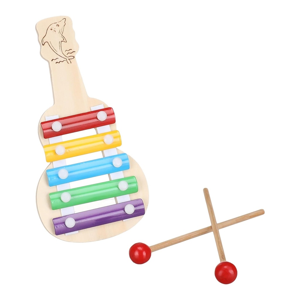 Wooden Guitar Xylophone Toy for Kids with Mallet Set - Musical Instrument for Early Childhood Development