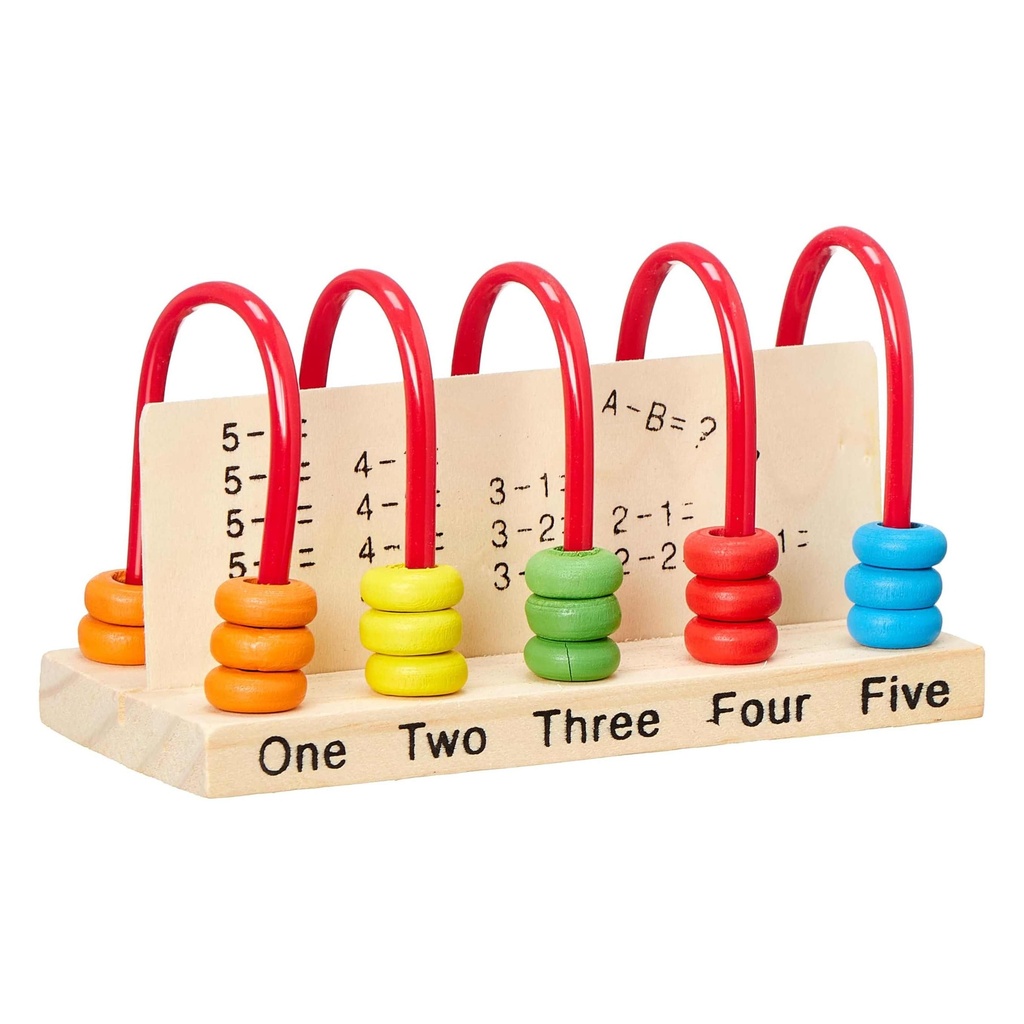 Wooden Abacus for Kids: Early Math Learning Toy with Colorful Beads and Number Chart