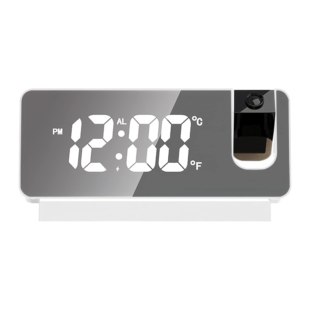 Modern Digital Desk Clock with Large LED Display, Temperature & Time Projection, Fahrenheit & Celsius