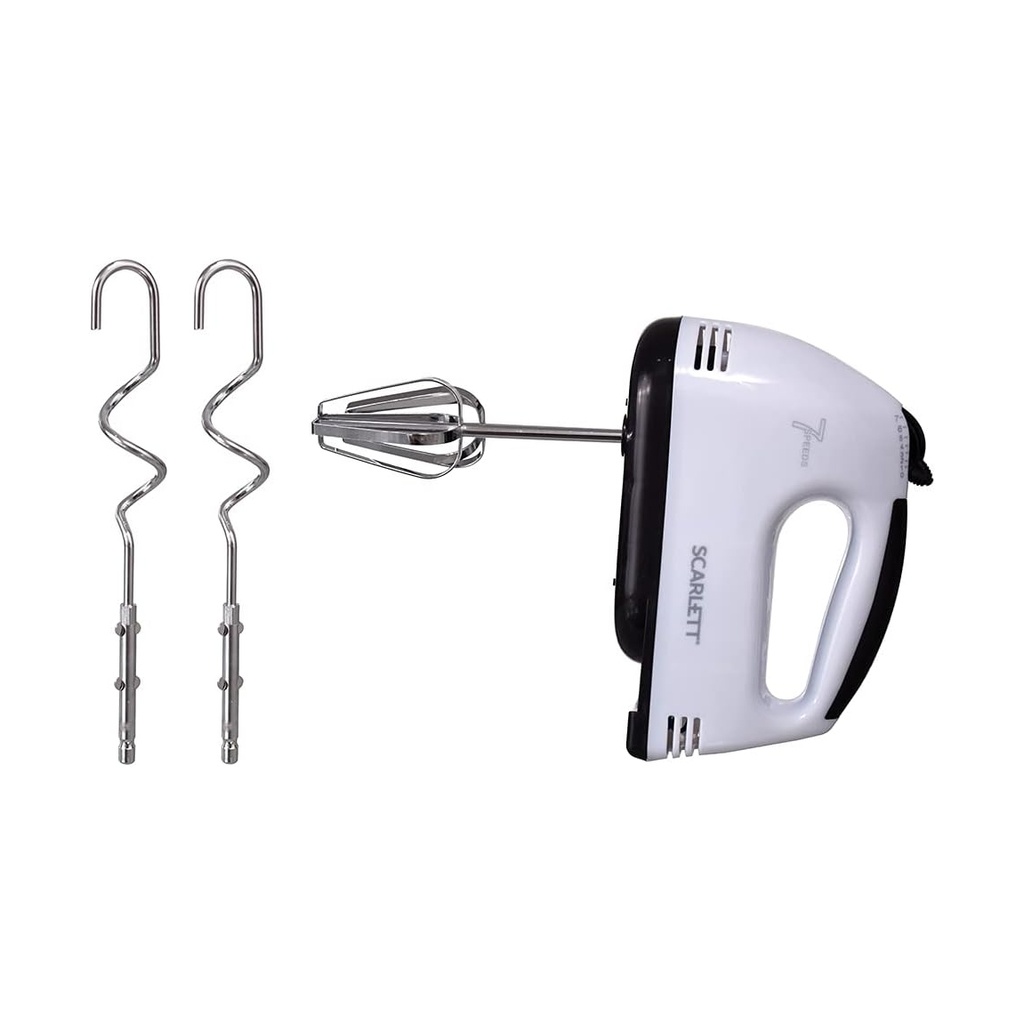 7-Speed Handheld Electric Mixer with Whisk and Dough Hooks