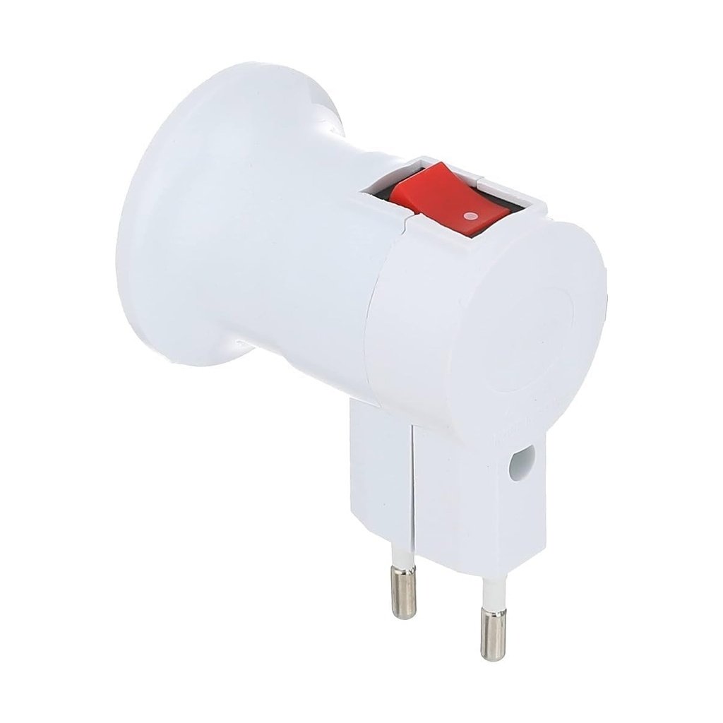 White E27 Lamp Holder with Integrated On/Off Switch - Convenient Lamp Adapter for Home Use