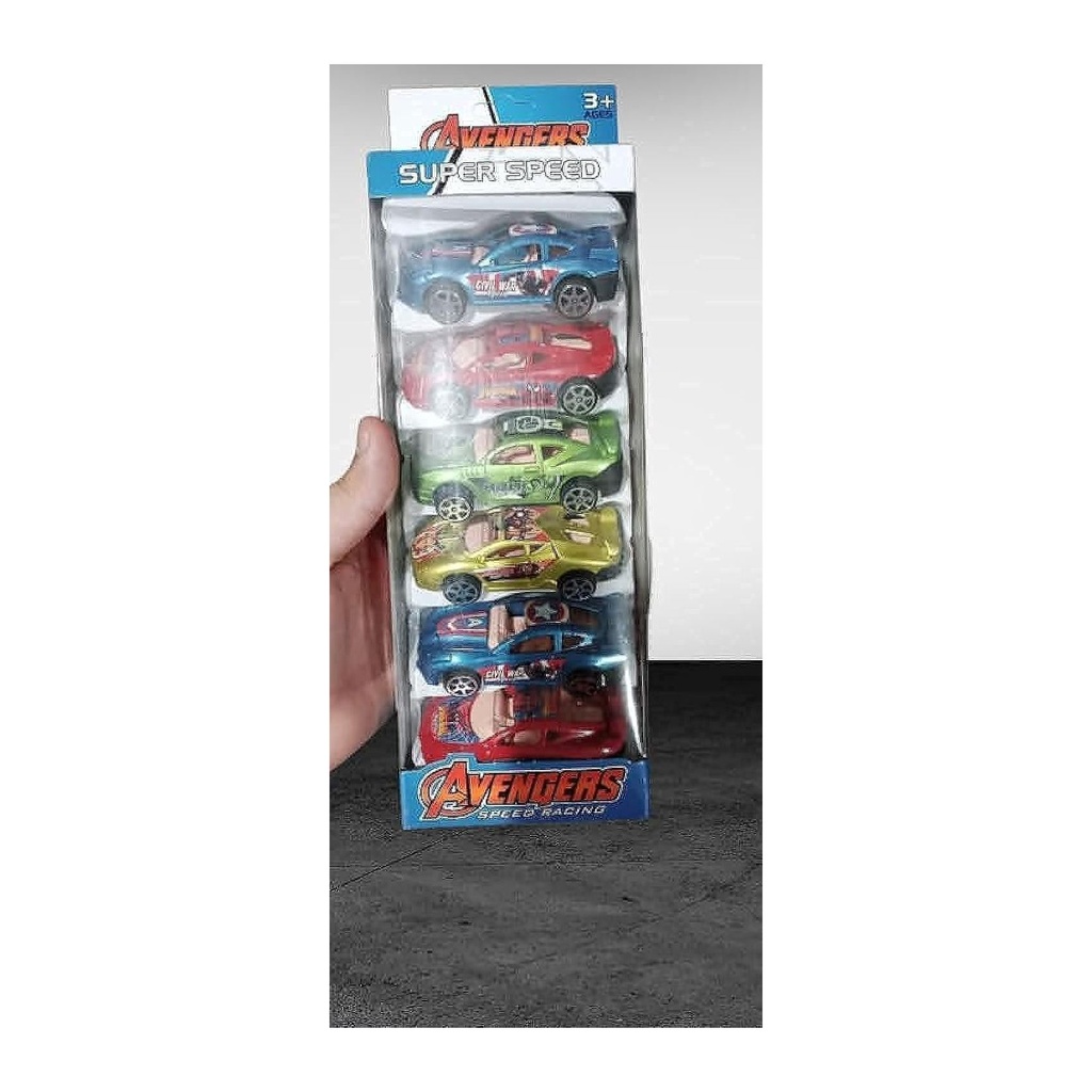 Avengers Super Speed Racing Car 6-Pack Playset for Kids Aged 3+