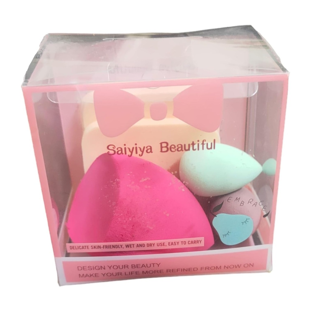 3-Piece Makeup Blender Sponge Set - Wet & Dry Use, Soft & Skin-Friendly for Flawless Makeup Application
