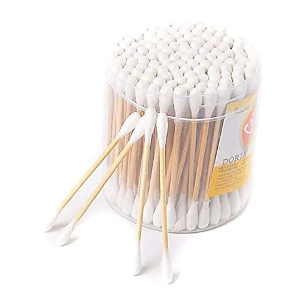 Eco-Friendly Bamboo Cotton Swabs - 200 Count - Natural Wooden Cotton Buds with Soft Cotton Tips for Daily Use