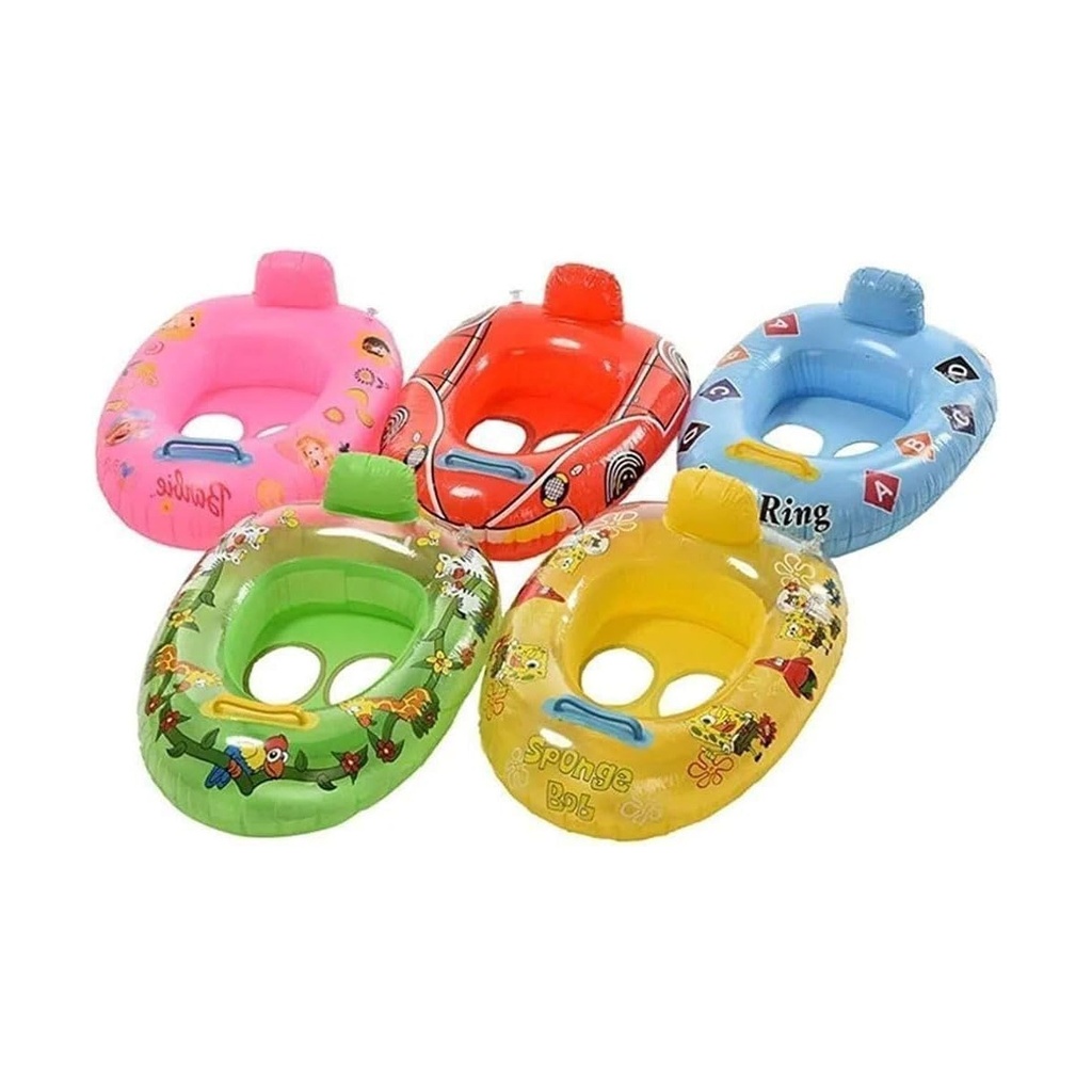 Kids' Inflatable Swim Rings with Backrest: Barbie, SpongeBob, and More!