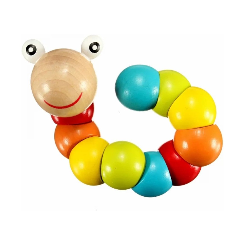 Rainbow Wooden Worm Puzzle Toy for Toddlers: Develops Fine Motor Skills & Hand-Eye Coordination