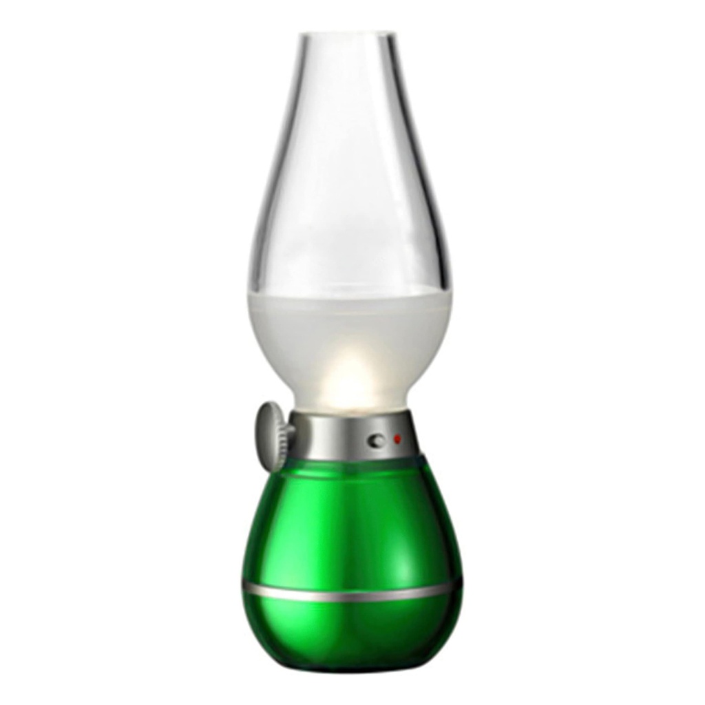 LED Kerosene Lamp Style Night Light - Green - Decorative Table Lamp with Realistic Design