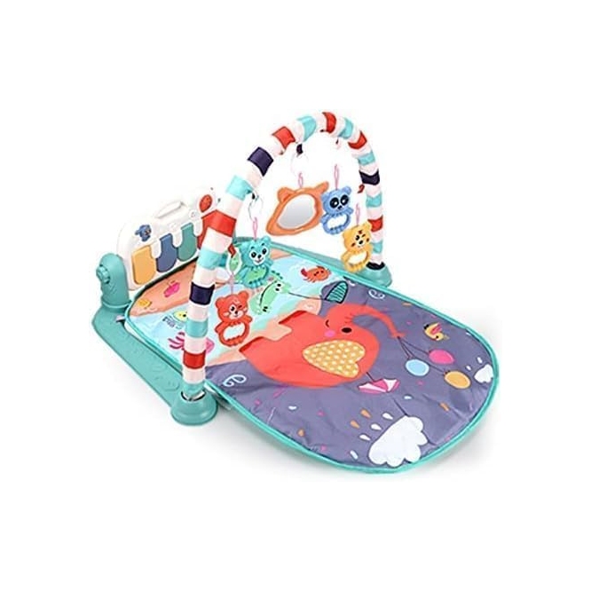 Baby Piano Playmat Activity Gym: Musical Sensory Development Mat with Hanging Toys & Lights for Infants
