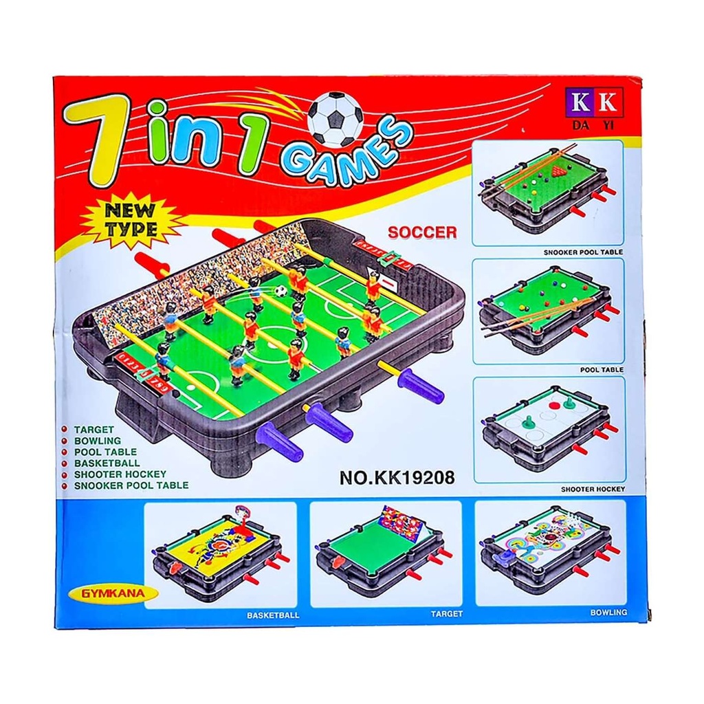 7-in-1 Multi-Game Tabletop Set: Soccer, Pool, Snooker, Basketball, Bowling, Target & Shooter Hockey