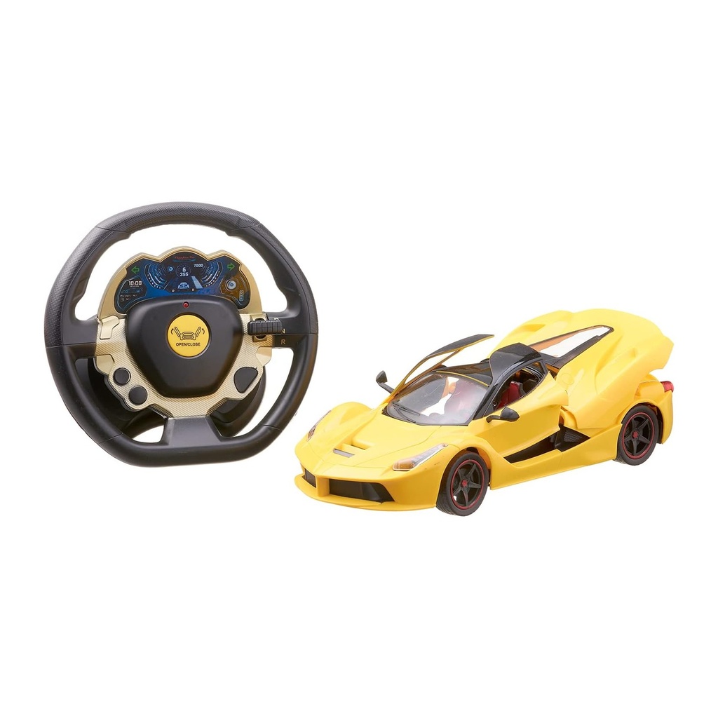 Remote Control Sports Car with Realistic Steering Wheel - Yellow