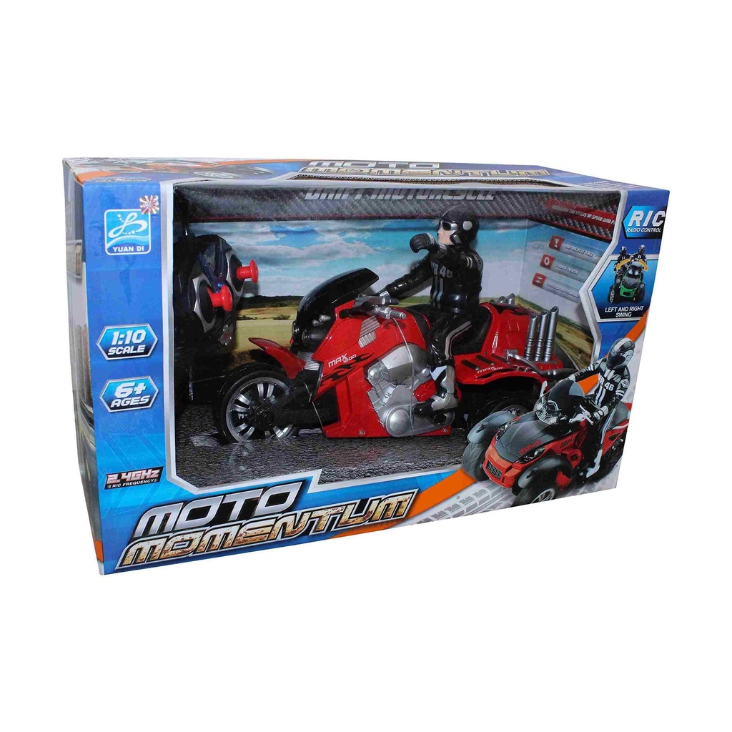 Remote Control Motorcycle Toy, 1:10 Scale, 6+ Years, 2.4GHz, Red