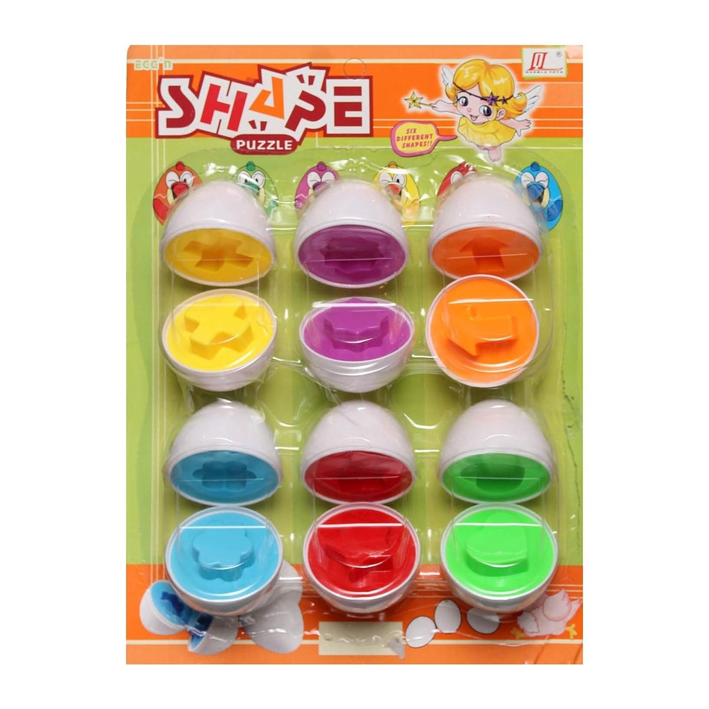 Egg Shape Puzzle: Six Colorful Shape Sorters