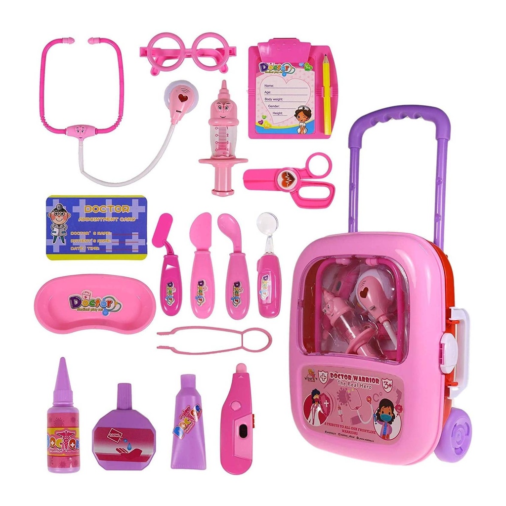 17-Piece Portable Doctor Play Set in Suitcase
