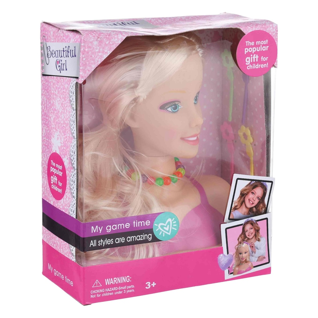 Blonde Hair Styling Head with Accessories