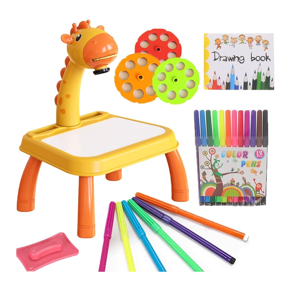 Giraffe Projector Art Desk with Markers and Drawing Book