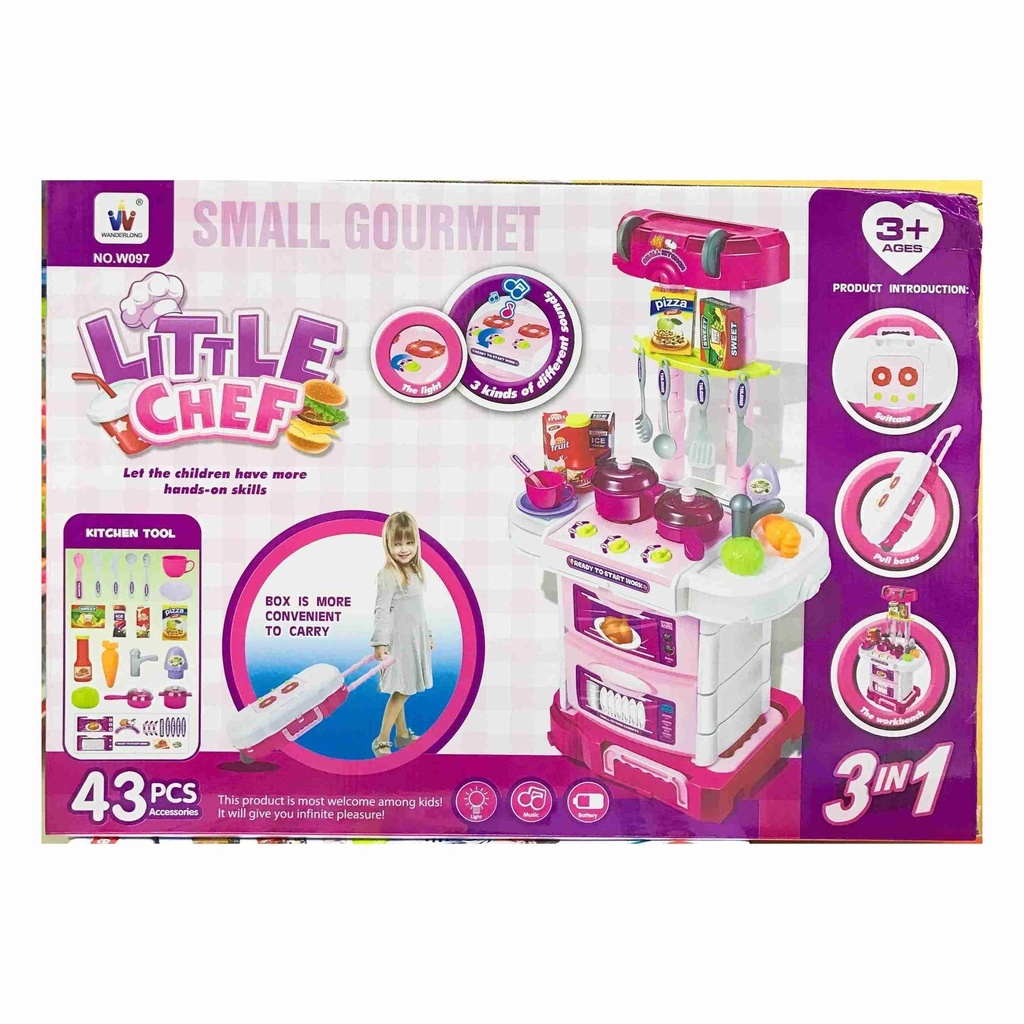 3-in-1 Gourmet Play Kitchen with 43 Accessories