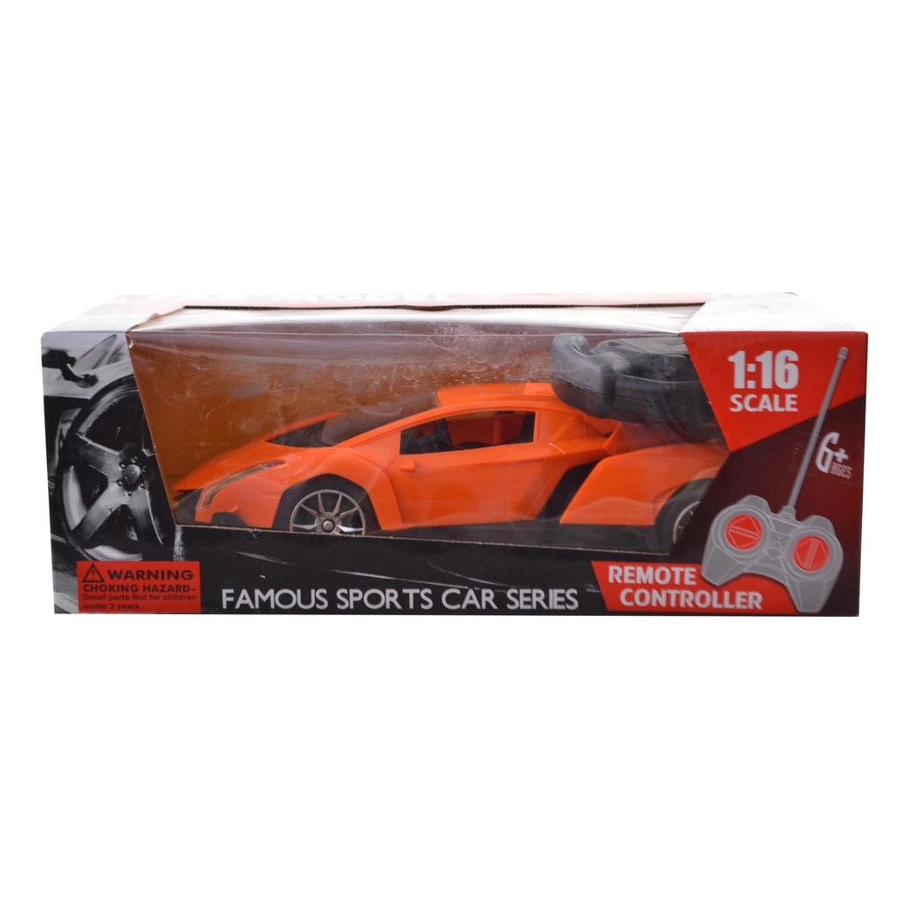 Orange 1:16 Scale Remote Control Sports Car Toy for Kids Aged 6+