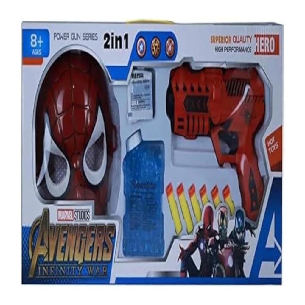 Avengers Infinity War Spider-Man 2-in-1 Power Gun Series Toy with Mask – Action Figure Playset for Kids Aged 8+