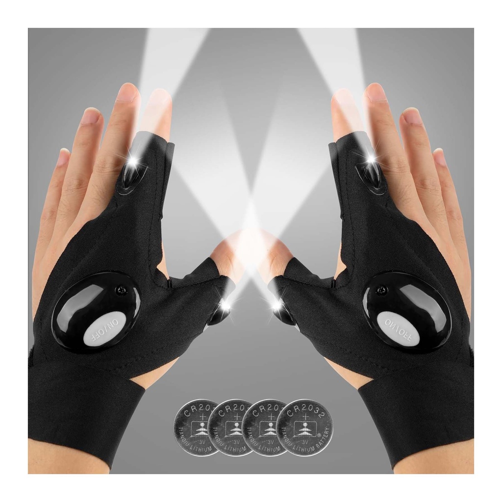LED Flashlight Gloves for Outdoor Activities - Night Running, Hiking, Fishing, Camping