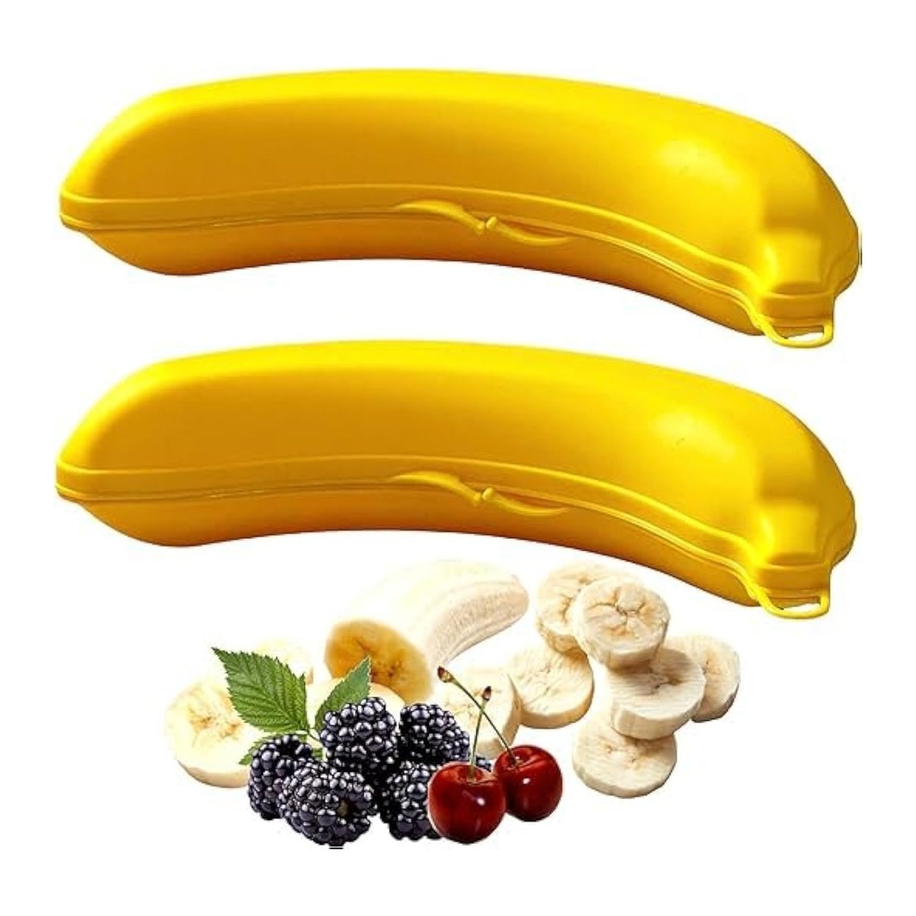 Fun & Functional Banana-Shaped Reusable Lunch Boxes (Set of 2) for Fruits, Snacks & More – BPA Free Plastic Food Containers