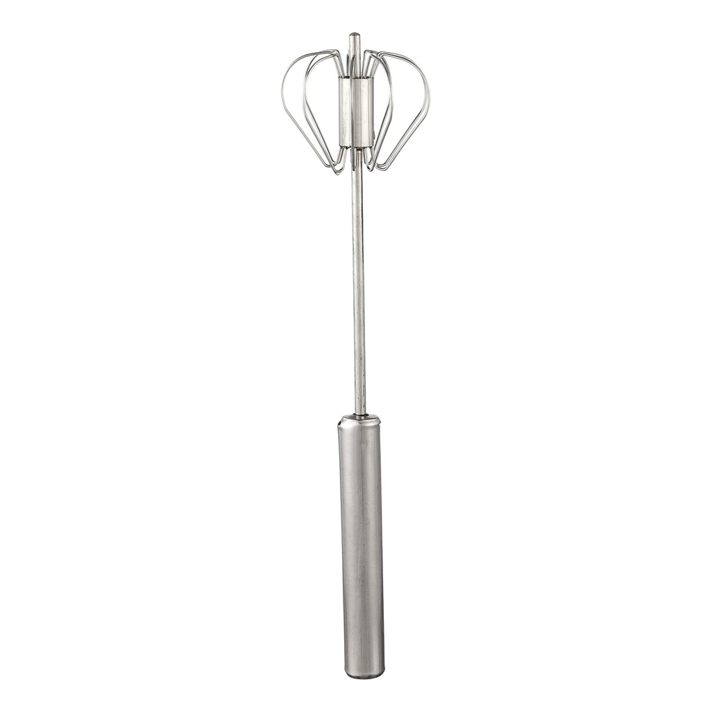 Stainless Steel Rotary Egg Whisk - Effortless Handheld Mixing for Baking & Cooking