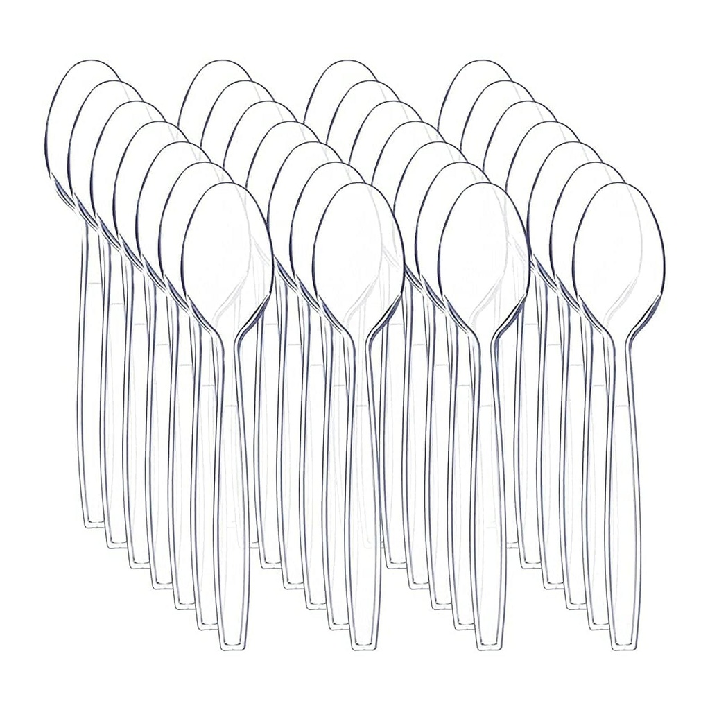 30 Pack Clear Plastic Spoons - Disposable Cutlery for Parties, Events, and Catering
