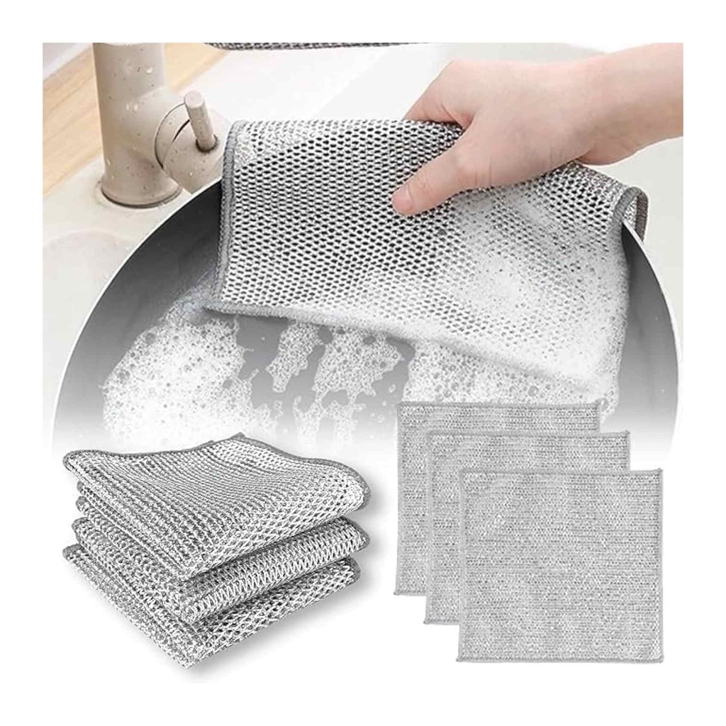 Reusable Kitchen Cleaning Cloths - Pack of 3 Grey Dishcloths for Dishes, Sinks, and Counters - Eco-Friendly & Scratch-Free