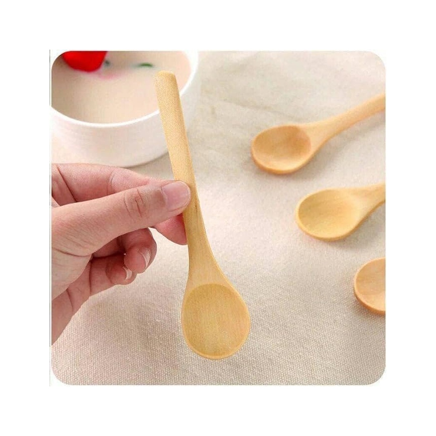 Set of 6 Natural Wooden Spoons - Honey, Spice, & Food Serving Spoons for Kitchen & Dining