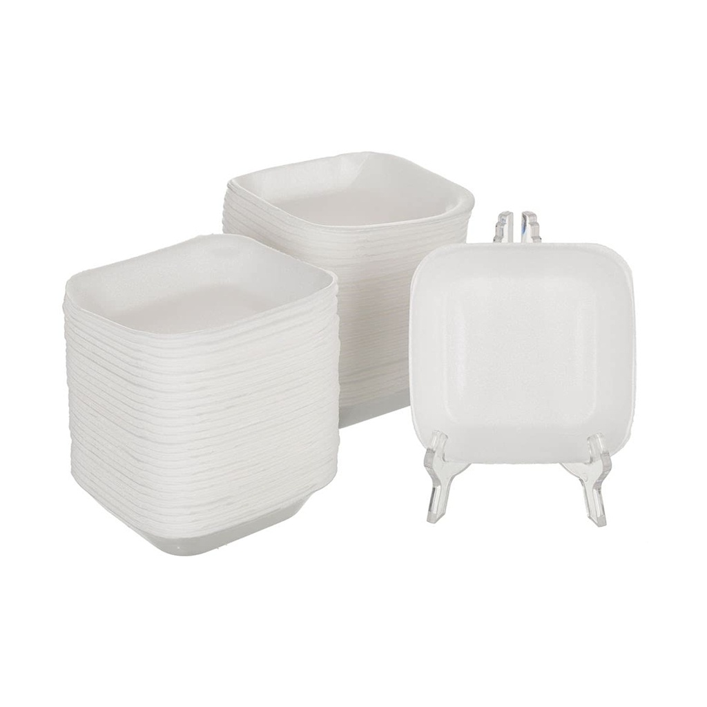 100 Pack Disposable Square Foam Plates - Perfect for Parties, Catering, and Everyday Use