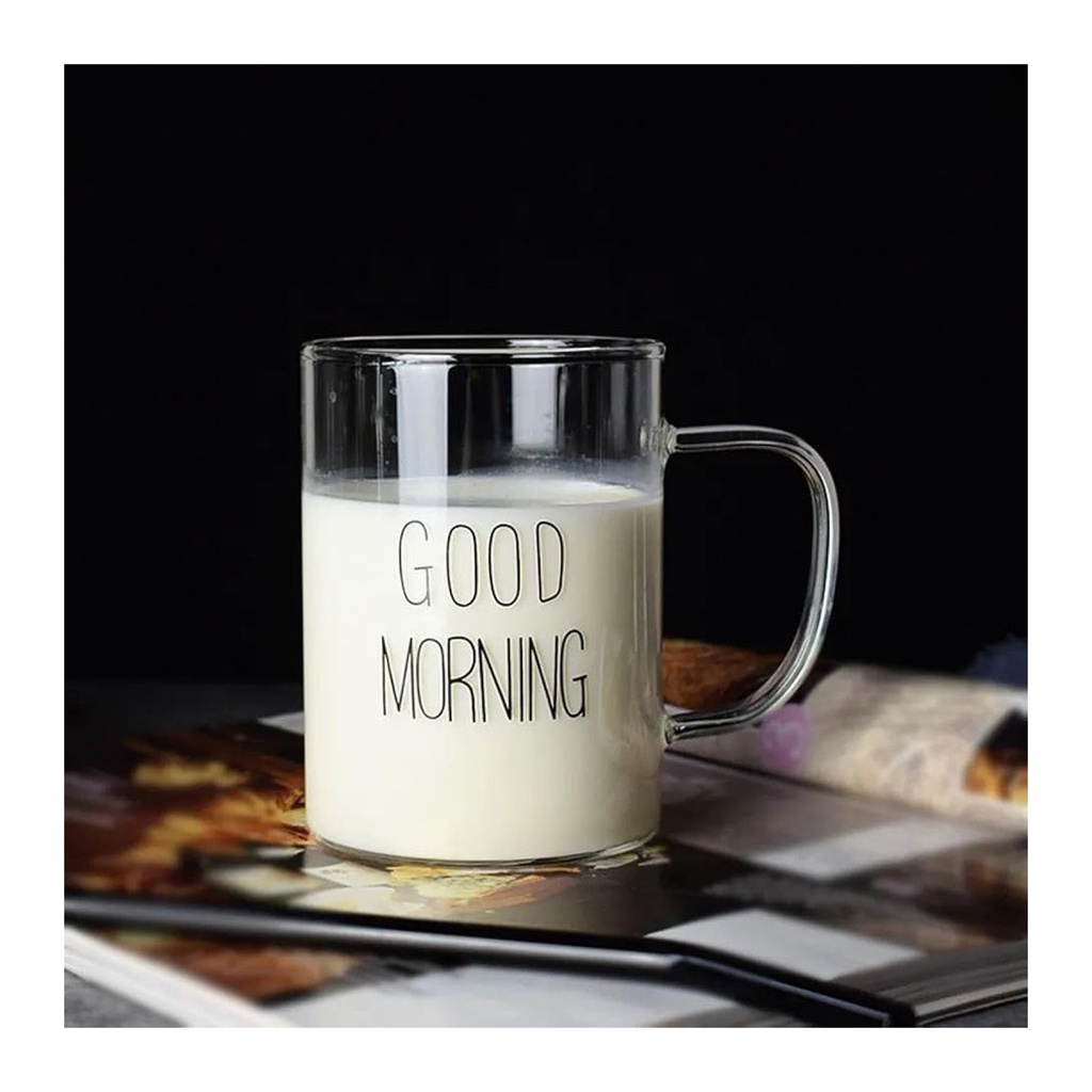 Good Morning Glass Mug - 450ml Thermal Double Walled Coffee Tea Cup