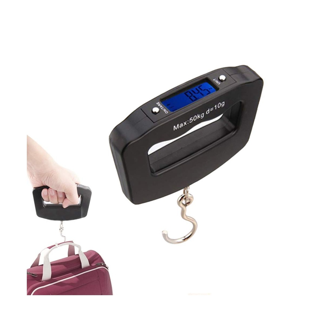 Portable Digital Luggage Scale - 50kg/110lb Capacity Hanging Hook Weighing Scale with LCD Display for Travel, Shipping, and More