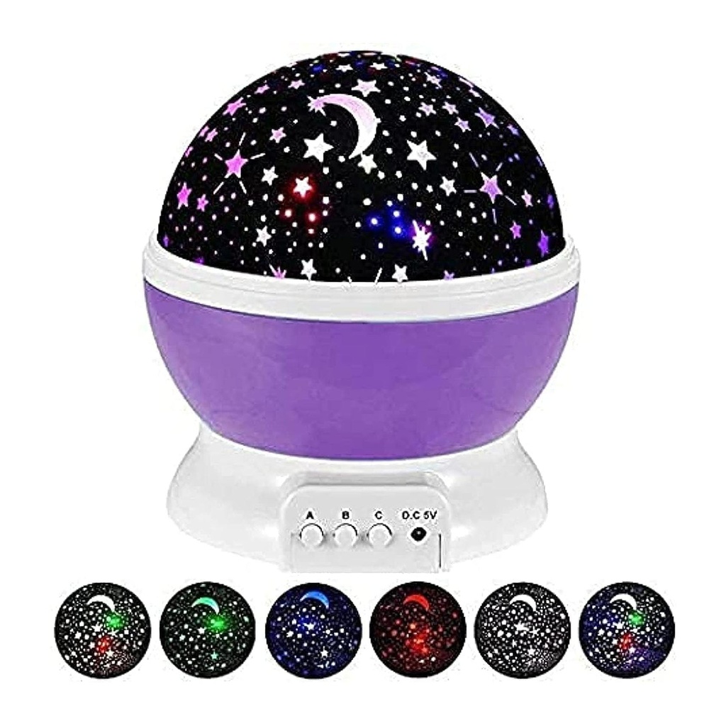 Kids Night Light Projector: 360° Rotating Star & Moon Lamp with 7 Color-Changing Modes