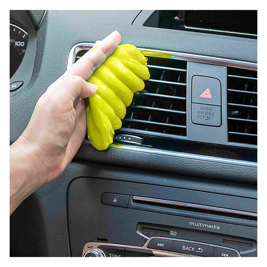 Lime Green Car Cleaning Gel - 1-Pack Auto Interior Detailing Putty for Dashboard, Vents & Cup Holders