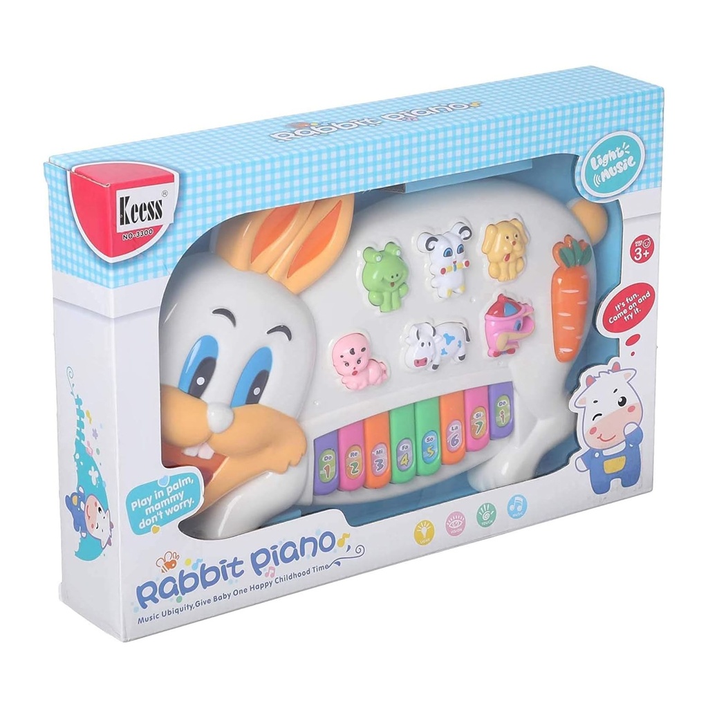 Musical Bunny Piano Toy with Lights and Sounds for Toddlers - Early Childhood Development Toy