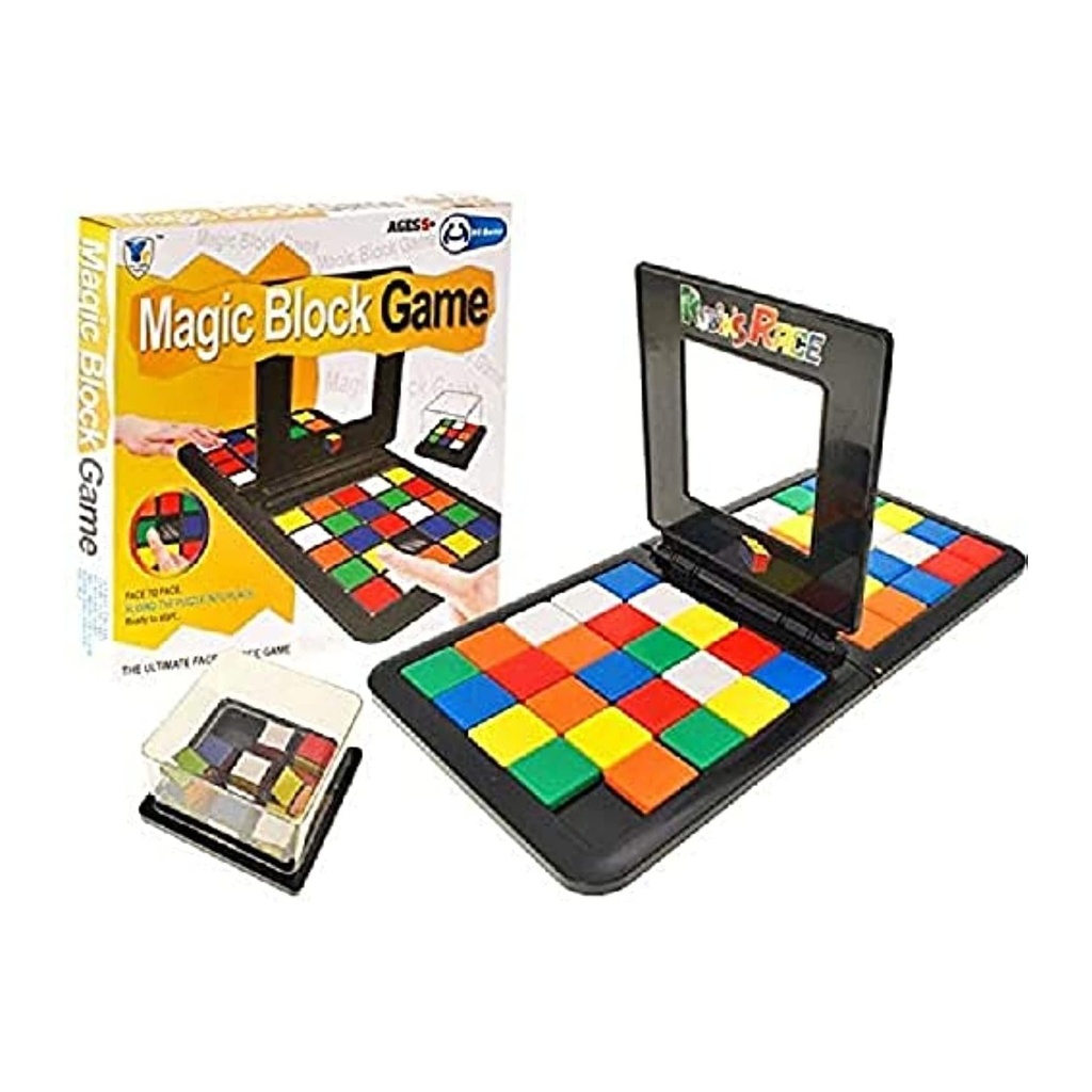 Magic Block Puzzle Game for Kids Ages 5+: Rubik's Cube Style Handheld Travel Game