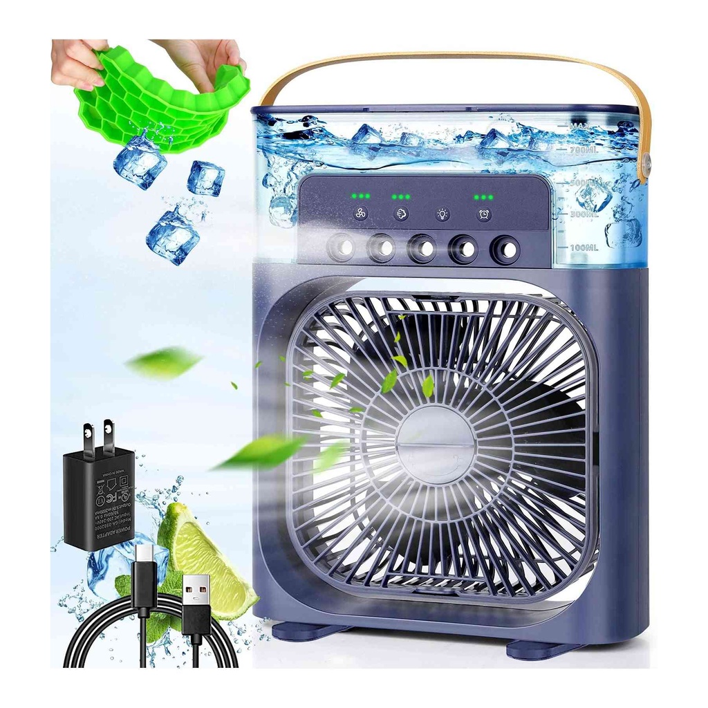 مروحة تبخير شخصية محمولة بخرطوم ماء ٧٠٠ مل - ٣ سرعات، إعدادات ضباب، قابلة للشحن عبر USB