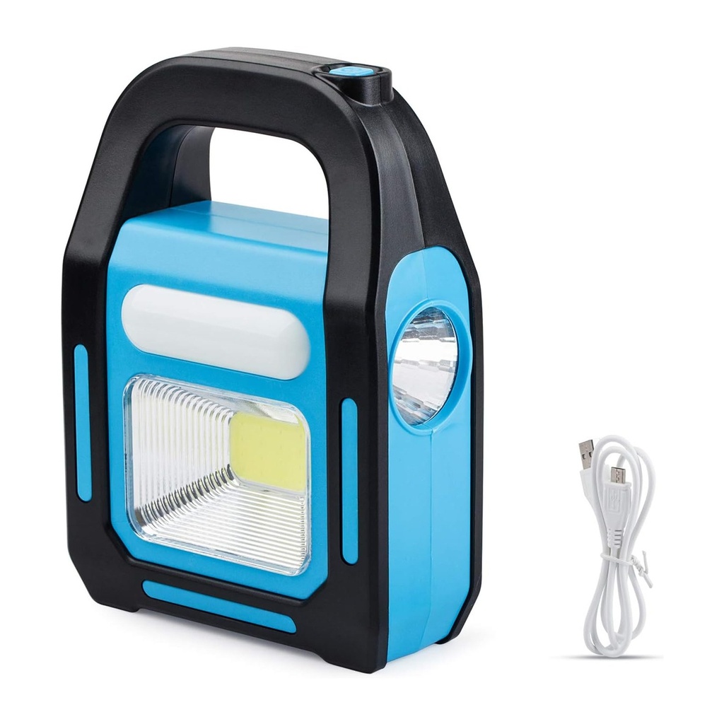 فانوس كمبيوتر يدوى شمسى ثلاث أنوار، بطارية قابلة للشحن عبر USB ومقبض حمل