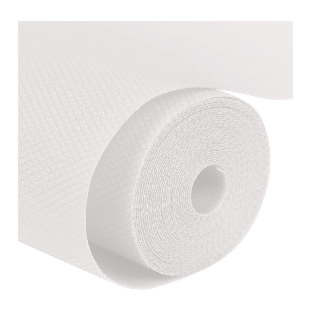 لفة ورق رفوف أبيض مانع للانزلاق – تنظيم مطبخ، أدراج، وخزائن (٢ رول)