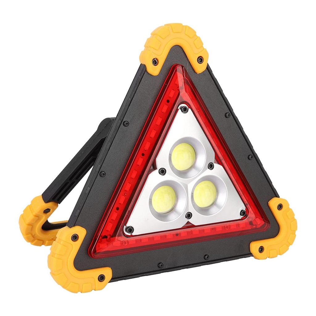 مصباح تحذير مثلث LED محمول، مزود بـ LED COB ساطع وأضواء حمراء وامضة لسلامة الطريق