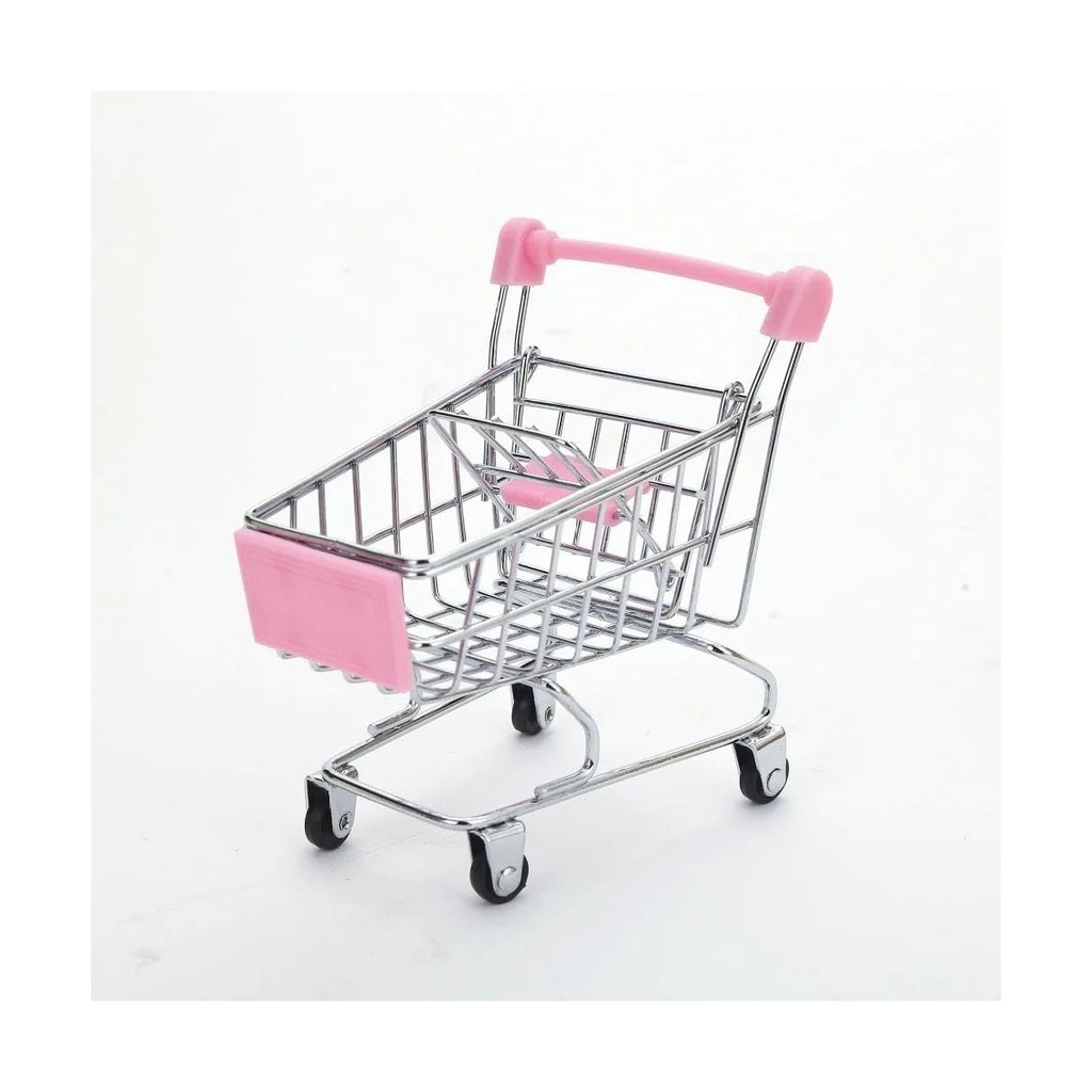 Adorable Mini Pink Metal Shopping Cart - Kids Toy, Desk Organizer, Pet Toy