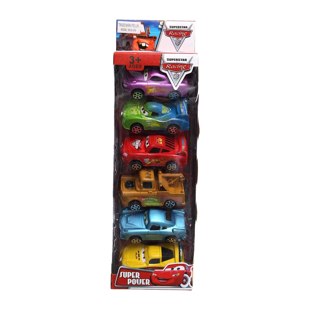6-Pack Die-Cast Cars Toy Set - Push & Go Vehicles for Kids Ages 3+ Featuring Lightning McQueen