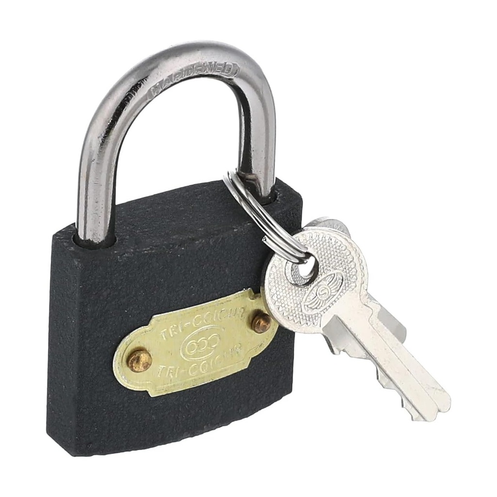 قفل حديدي قوي أسود مع سلسلة من الصلب المقسى ومفتاحين - لأمان البوابات، الحظائر، وأكثر