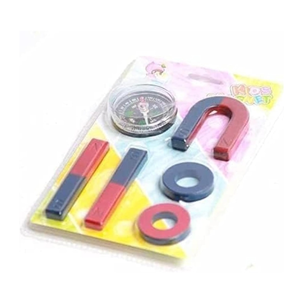 مجموعة علوم مغناطيسية مكونة من 6 قطع مع بوصلة