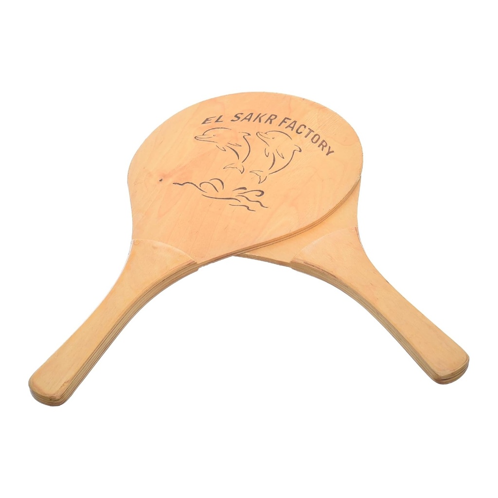 Wooden Paddle Set with Dolphin Design - Classic Outdoor Beach Game for Kids and Adults