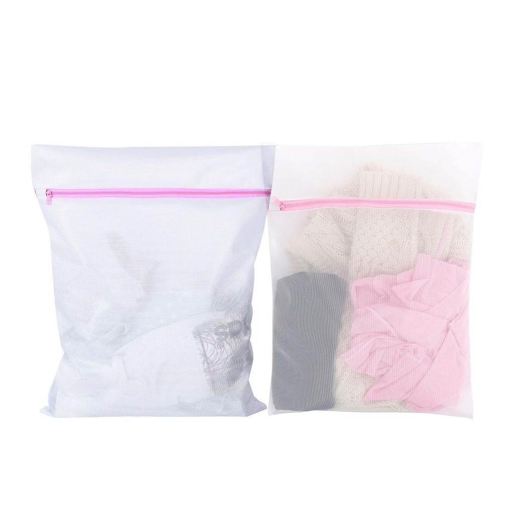 ٢ قطعة شنط غسيل شبك كبيرة بسوستة - شنط غسيل متينة للملابس الحساسة، والملابس الداخلية، والسفر