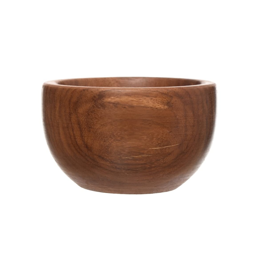 Rustic Dark Brown Wooden Bowl - 9cm Diameter Serving Dish for Snacks, Dips, and Condiments