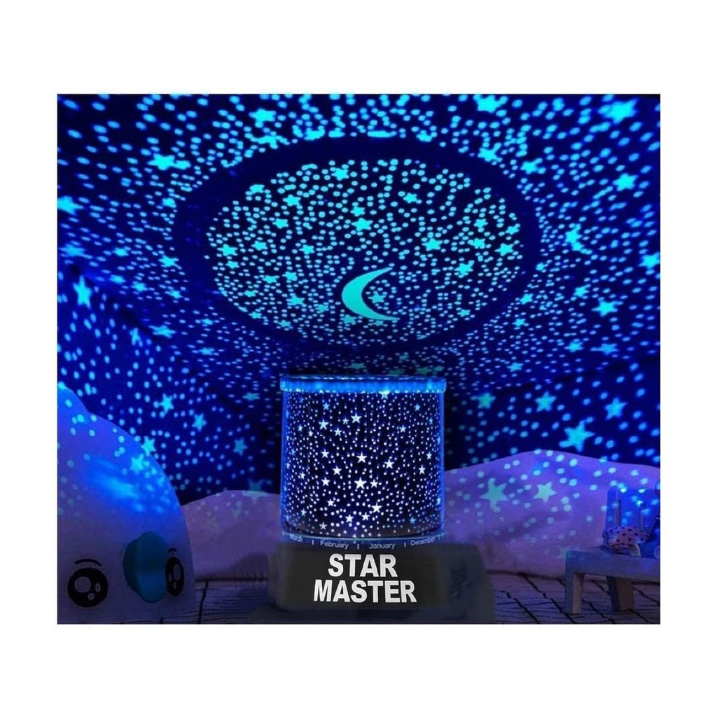 مصباح نجم ماستر ليلي بتقنية LED: مُسقط نجوم وقمر دوار للسماء، للأطفال، وغرف النوم، والحفلات، ولإضفاء جو رومانسي