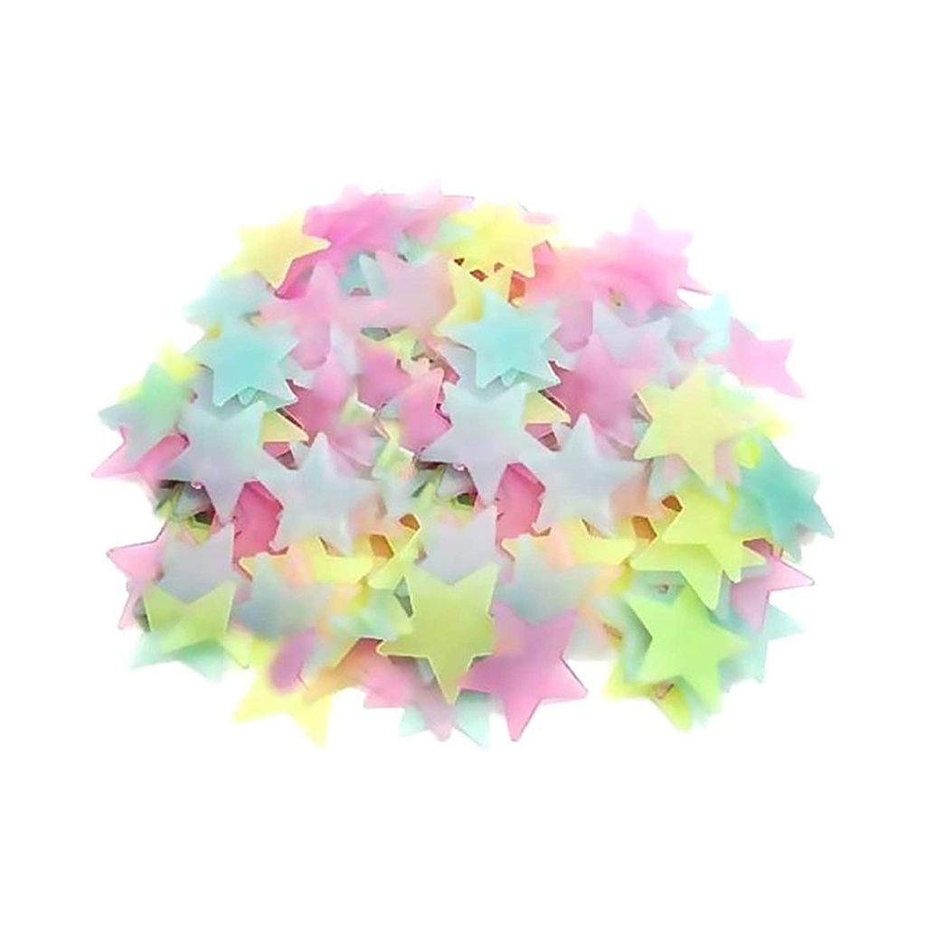 สติ๊กرات نجوم تضيء في الظلام - ١٠٠ قطعة نجوم قوس قزح باستيل لغرف أطفال، أسقف، جدران